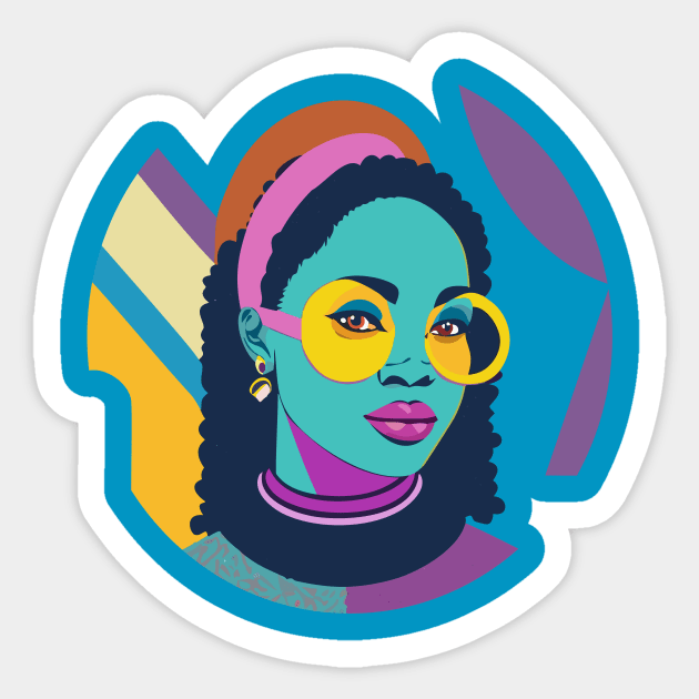 80s popart black girl, vibrant colors, face only Sticker by goingplaces